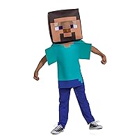 Disguise Steve Costume for Kids, Official Adaptive Minecraft Costume Jumpsuit and Head, Child Size Medium (7-8)