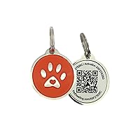 Premium QR Code Pet ID Tags - Dog Tags and Cat Tags, Connect to Online Pet Profile, Receive Instant Scanned Tag Location Email Alert(Orange Paw)