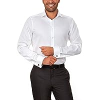 Calvin Klein Men's Dress Shirt Slim Fit Non Iron Herringbone French Cuff