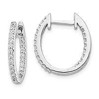 14k WhiteGold Oro Spotlight Lab Grown Diamond SI+ H+ In Out Hinged Hoop Earrings Jewelry Gifts for Women