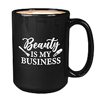 Beauty Mug Black 15oz - Beauty Is Mu Business - Makeup Wedding Social Influncer Beauty Content Youtuber