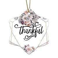 Thankful Art, Thanksgiving Art, Holiday Art, Ornament Art, Fall Art, Thankful Housewarming Gift New Home Gift Hanging Keepsake Wreaths for Home Party Commemorative Pendants for Friends 3 Inches Double