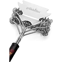 Grillaholics Grill Brush Bristle Free - Safe Grill Cleaning with No Wire Bristles - Professional Heavy Duty Stainless Steel Coils and Scraper - Lifetime Manufacturers Warranty
