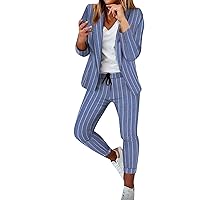 2023 Summer Women's Clothing Trend, Women's Two Piece Lapel Suit Set Office Long Sleeve Jacket Pants Suit Slim Fit Trousers Jacket Suit Pants Women Black