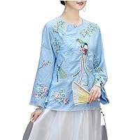 Embroidery Hanfu Top Women Elegant Blouse National Style Spring Summer Loose Traditional Chinese Suit