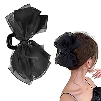 Bow Hair Claw Clips for Women Girl Nonslip Bowknot Hair Claw Clip Black Hair Bows for Women Girls Hair Claw Bows Accessories Hair Bows with Claw Clamps Large Bow Barrettes Women Decoration Hair Bows