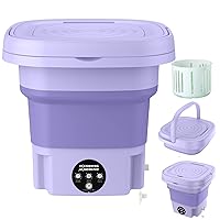 Portable Washing Machine, 8L High Capacity Mini Washer with 3 Modes Deep Cleaning Half Automatic Washt, Foldable Washing Machine with Soft Spin Dry for Socks, Baby Clothes, Towels, Delicate Items (Purple)