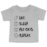 Eat Sleep Pet Cats Repeat Baby T-Shirt - Cute Quote Gift - Unique Gifts