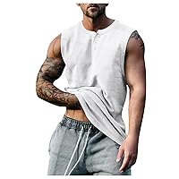 Men's Tank Tops,Plus Size Training Casual Summer Sleeveless Button Shirt Beach Bodybuilding Muscle Trendy Vest
