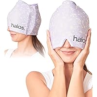Halos Migraine Relief Cap, 30% Thicker, 2X More Cooling Gel, Stays Colder for Longer, Form Fitting Ice Hat, Ice Pack Head Wrap Relief, Tension Headache Relief Cap