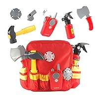 Toys Firefighter Toys & Fireman Toys Includes Toy Fire Extinguisher, Toy Axe, Dress Up & Pretend Play for Kids Ages 3-7 (Coat NOT Included)(Red)