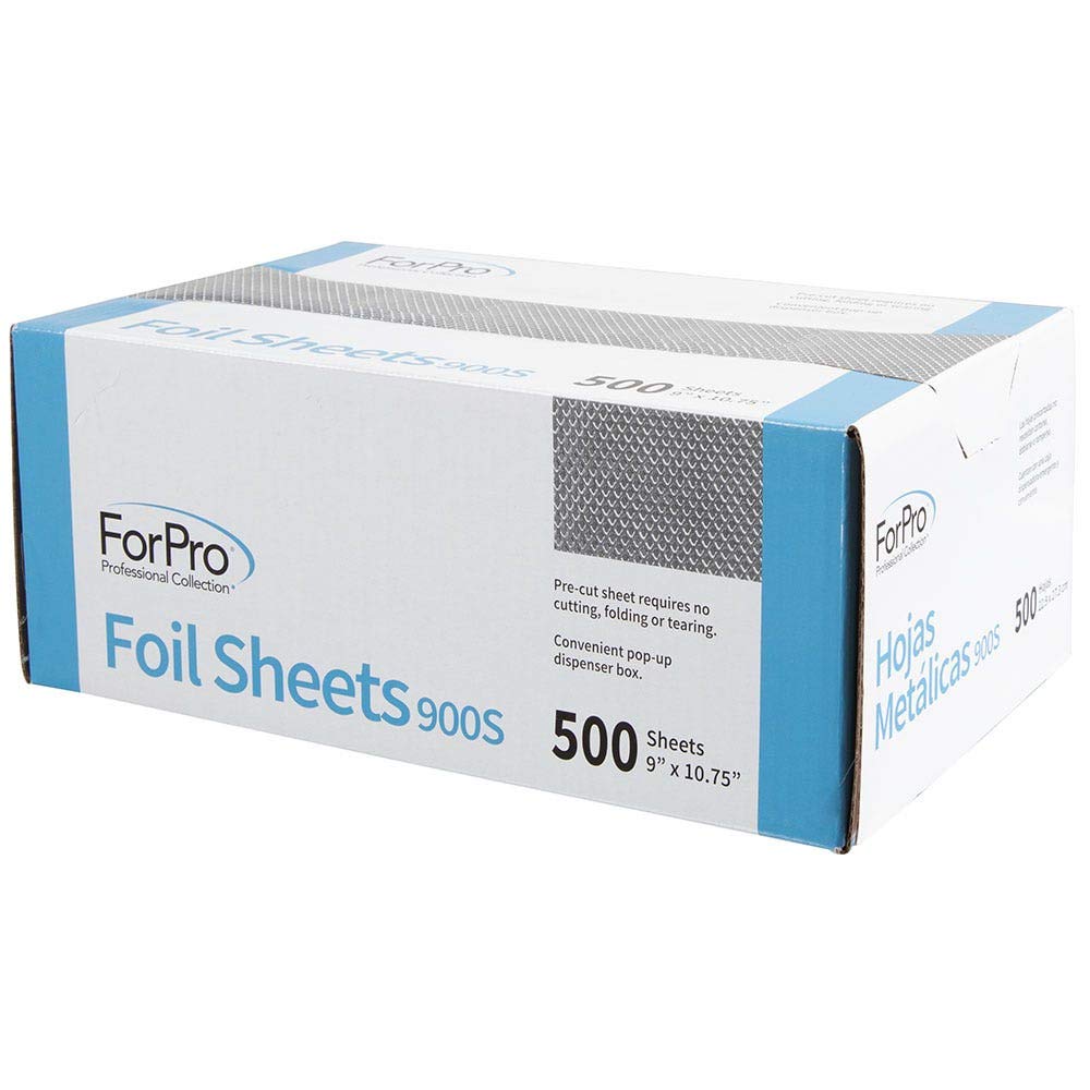 ForPro Embossed Foil Sheets 900S, Aluminum Foil, Pop-Up Dispenser, for Hair Color Application and Highlighting, Food Safe, 9” W x 10.75” L, 500-Count (Pack of 6)