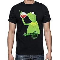 kermit the frog drink tea for men T shirt (Black)