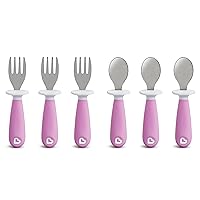 Munchkin® Raise™ Toddler Fork and Spoon Utensil Set, 6 Pack, Stainless Steel, Plastic, Purple
