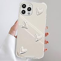 LUVI Compatible with iPhone 14 Pro Mirror Case Makeup Electroplate Love Heart Fashion Glossy Luxury Cool Cute Shockproof Protective Cover for Women Girls