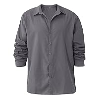 Men's Long Sleeve V-Neck Loose Button Linen Shirt Casual Yoga Summer Beach Fishing Spread Collar Plain Blouses