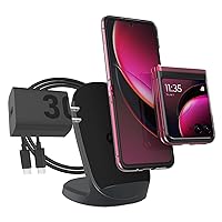 Motorola Razr+ (Plus) 2023 Power and Protection Bundle - Clear Protective Case + 15W Wireless Charging Stand + TurboPower 30W Charger