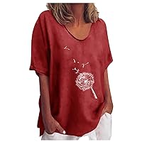 Printed Short Sleeve for Women, Womens Summer Tops Round Neck T-Shirt Casual Loose Blouse Tees Shirts Plus Size