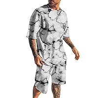 Men Name Sweat Suits Men's Short Suit 2 Piece Summer Sports Suit Short Sleeve and Shorts Suit Casual Suit for Men