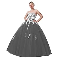Women Strapless Ball Gown Formal Prom Party Quinceanera Dress