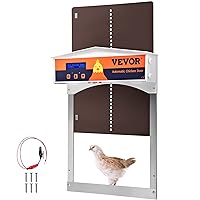 VEVOR Brown Automatic Chicken Coop Door, Auto Close, Gear Lifter Poultry Gate with Evening and Morning Delayed Opening Timer & Light Sensor, Battery Powered LCD Screen, for Duck