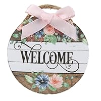 Melody Jane Dolls Houses Dollhouse Welcome Sign Wreath with Pink Bow Miniature Door Accessory 1:12
