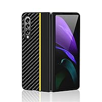 Zouzt for Galaxy Zfold 3 5G Carbon Fiber Case | Ultra Slim | Lightweight | Scratch Resistant | Wireless Charging | Cover Case Compatible with Samsung Galaxy Z fold 3 5G Case (2021) -Yellow