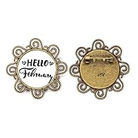 hello february quote handwrite flower brooch pins jewelry for girls, ys/m