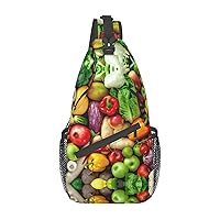 Fresh Fruits And Vegetables Sling Backpack Multipurpose Crossbody Bag Sling Bag Daypack For Travel Hiking Sports