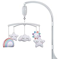 FEISIKE Crib Mobile with 3 Modes Digital Music Box, 12 Lullabies & Volume Control Baby Mobile for Crib Include 28 Inches Crib Mobile Arm and 5 Pcs Hanging Toys Baby Crib Mobile for Boys & Girls Knob