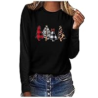 Womens Graphic Crewneck Shirt Fall Casual Printed Long Sleeve Tee Shirts Fashion Light Fit Pullover Blouses Tops
