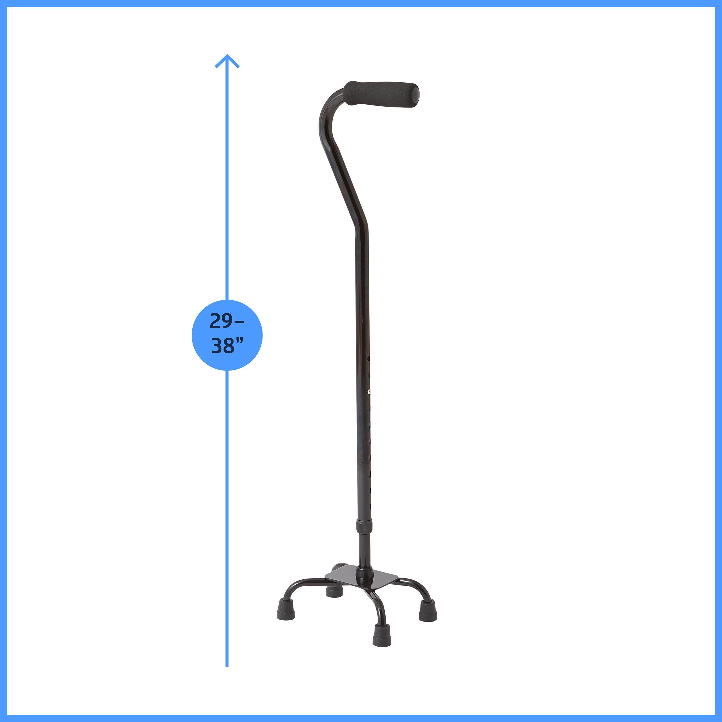 Medline Aluminum Quad Cane with Small Base for Balance, Knee Injuries, Leg Surgery Recovery & Mobility, Portable, Lightweight Walking Aid for Seniors & Adults 
