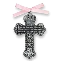 Cathedral Art CM7 Baby Girl Cross Crib Medal, 3-Inch High, Metal