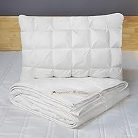 White Queen Size Lightweight Wool Comforter and White Standard Size Soft Pillow