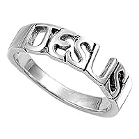 Sterling Silver Women's Jesus Christian Faith Ring Beautiful Band 5mm Sizes 4-10
