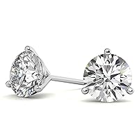 Moissanite Stud Earings, 1ct-3ct DEF Color Brilliant Round Cut Lab Created Diamond Earring in Pure 10K/14K/18K Gold Friction Push Back for Women