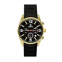 SLAA SL10190GB Quartz Analog Waterproof Mens Wrist Watch Chronograph Calendar Stainless-Steel Band Gold Plated