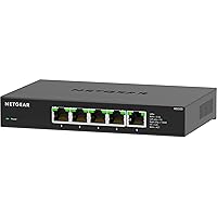 NETGEAR 5-Port Multi-Gigabit Ethernet Unmanaged Network Switch (MS305) - with 5 x 1G/2.5G, Desktop or Wall Mount, and Limited 3 Year Protection, Black