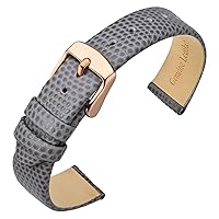 ANNEFIT Women's Leather Watch Band 10mm 12mm 13mm 14mm 15mm 16mm 18mm 20mm, Lizard Grain Slim Thin Replacement Strap