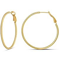 Amazon Essentials Sterling Silver or Gold plated Lightweight Paddle Back Hoop Earrings (previously Amazon Collection)