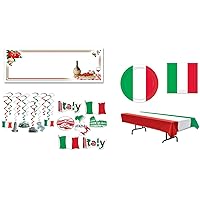 Italian Italy 53 Piece Party Decorations Tableware Bundle Plates Napkins Tablecover Wall Decorations