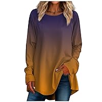 Long Sleeve Shirts for Women Trendy Oversized Sweatshirt Crewneck Tunic Tops Fall Fashion Clothes