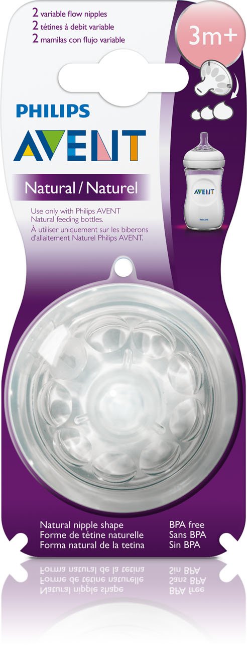 Philips Avent Variable Flow Natural Nipple, 2-Count
