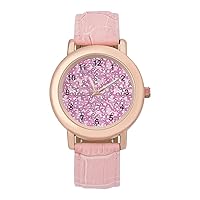 Pink Ribbon Breast Cancer Awareness Fashion Leather Strap Women's Watches Easy Read Quartz Wrist Watch Gift for Ladies
