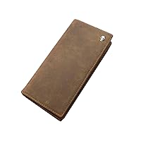Men's Vintage Cow Leather Mens Long Card Holder Wallet Coin Purse Brown