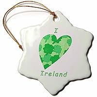 3dRose Heart of Shamrock Collage with I Heart Love Ireland in Shades of... - Ornaments (ORN_355354_1)