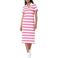 Nautica Women's Johnny Collar Short Sleeve Stripe Dress