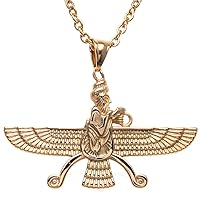 Large Double Sided Gold Pt Farvahar Necklace Iranian Gift Persian Iran Faravahar