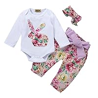 Easter rabbit printed three-piece,baby girls' long sleeve suits.