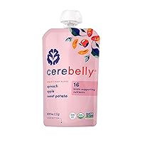 Cerebelly Baby Food Pouch – Spinach Apple Sweet Potato, Organic Fruit & Veggie Purees, Great Snack for Toddlers, 16 Brain-supporting Nutrients from Superfoods, No Added Sugar